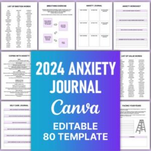 Editable 2024 Anxiety Journal Canva