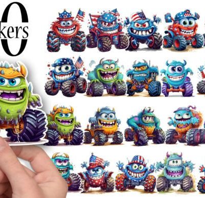 Stickers for Kids, Cute Monster Trucks