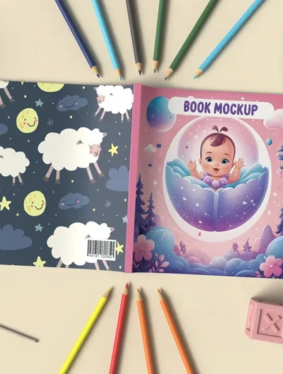 Children Book Cover Mockup