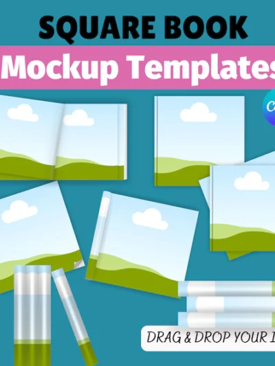 Square Book Mockup for A plus Content with props