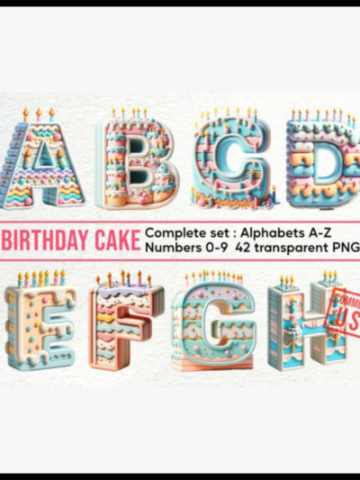 Birthday Cake Alphabet & Number