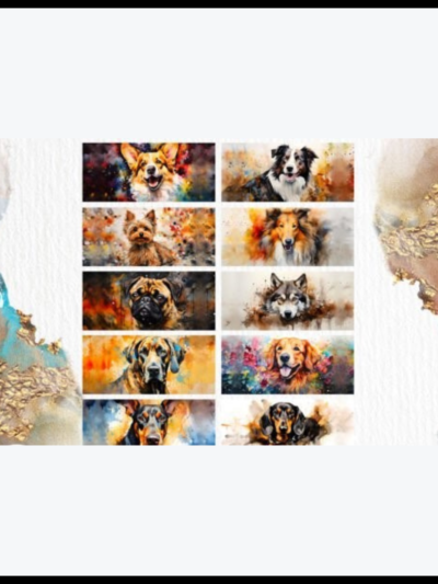 Volume 2 of Watercolor Dog Mug Wraps with Dog PNG Images