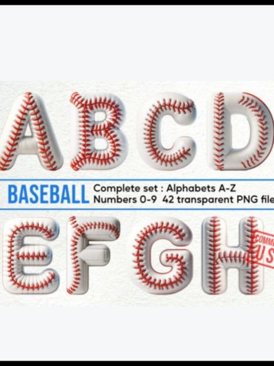 Baseball Alphabet & Number PNG Letters