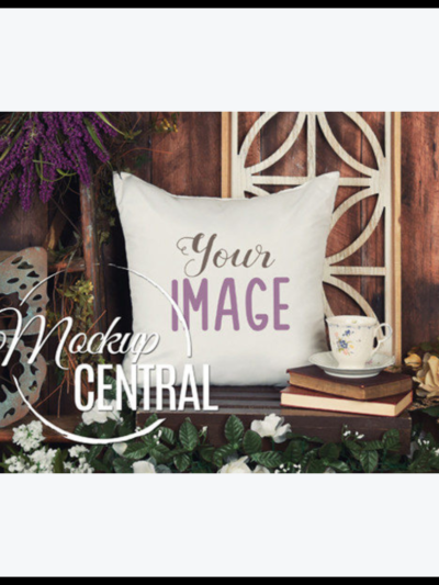 Outdoor Spring Flower Pillow Mockup