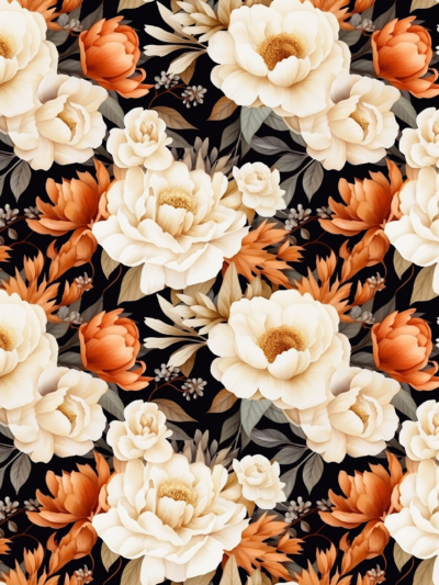 floral muted beige orange