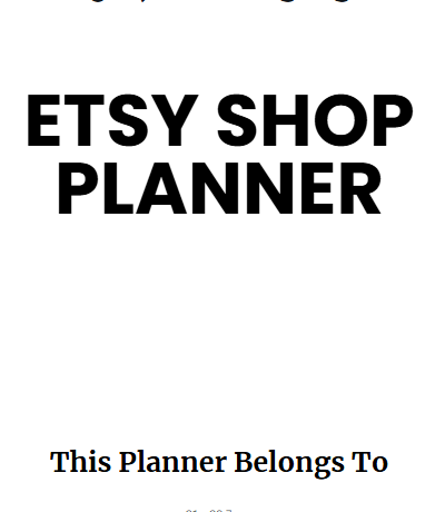 Etsy Shop Planner