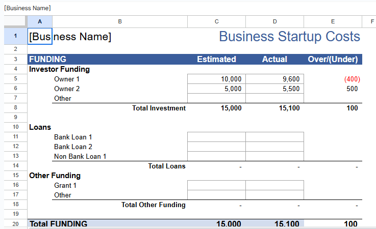 business startup costs.xlsx