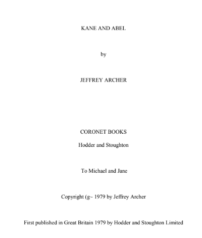 Kane and Abel Coronet