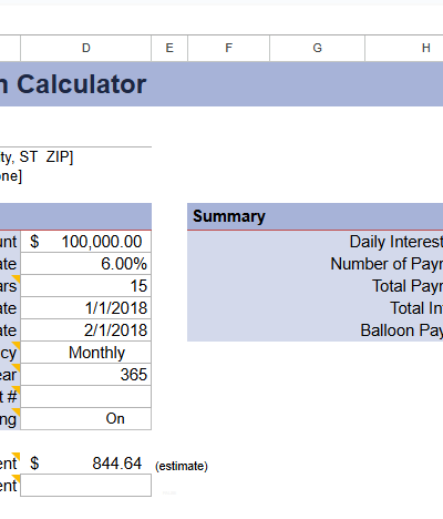 SIMPLE INTEREST LOAN CALCULATOR.xlsx