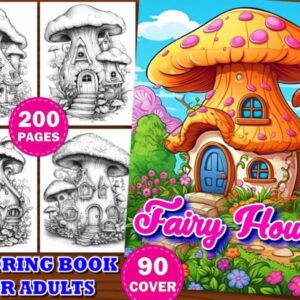 Fairy Houses للكبار عدد 200 صفحة تلوين