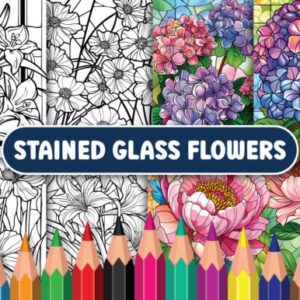 عدد 220 صفحة تلوين لزهور الزجاج